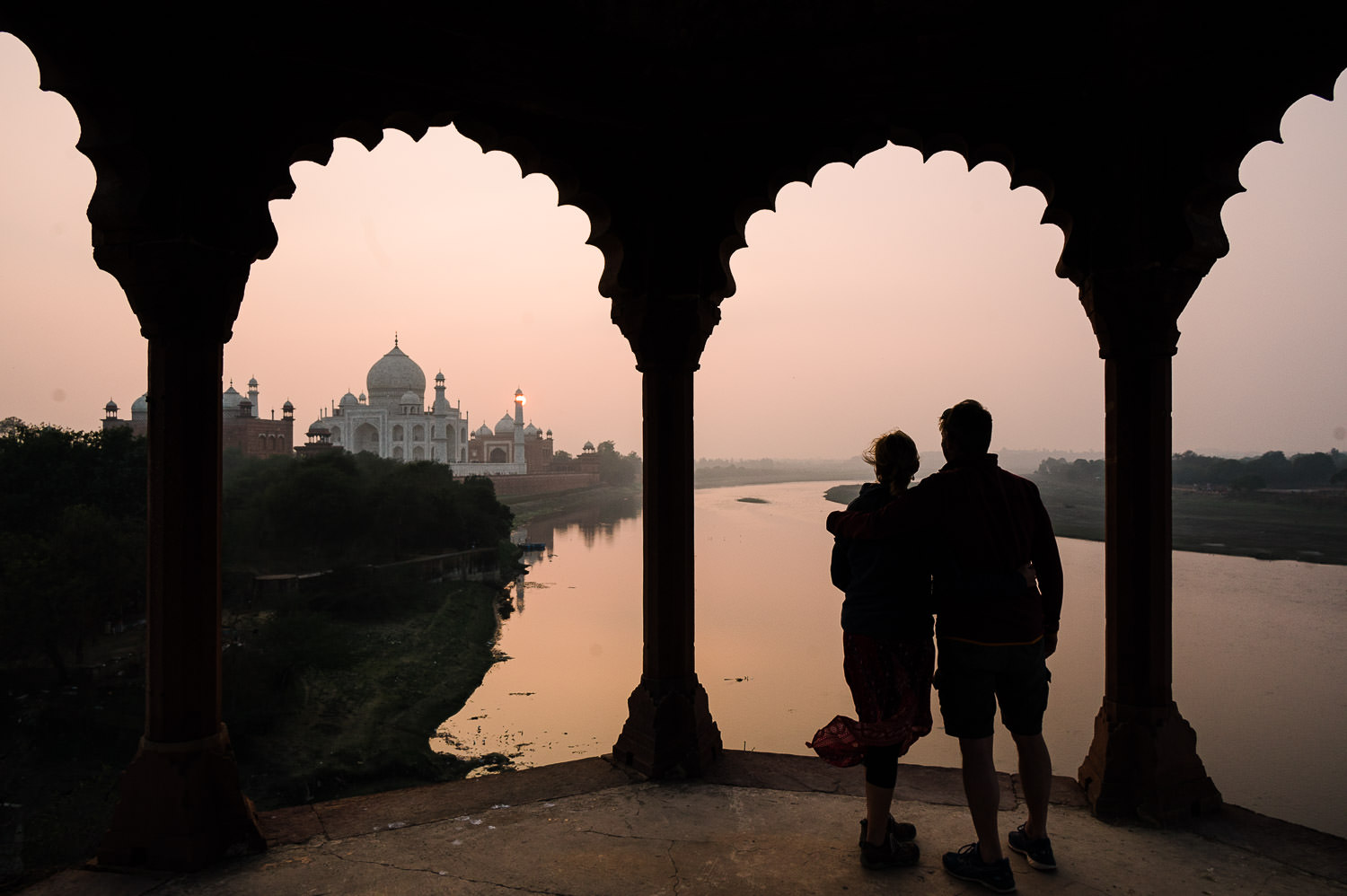 Jenny Rutterford viewing the Taj Mahal at sunset