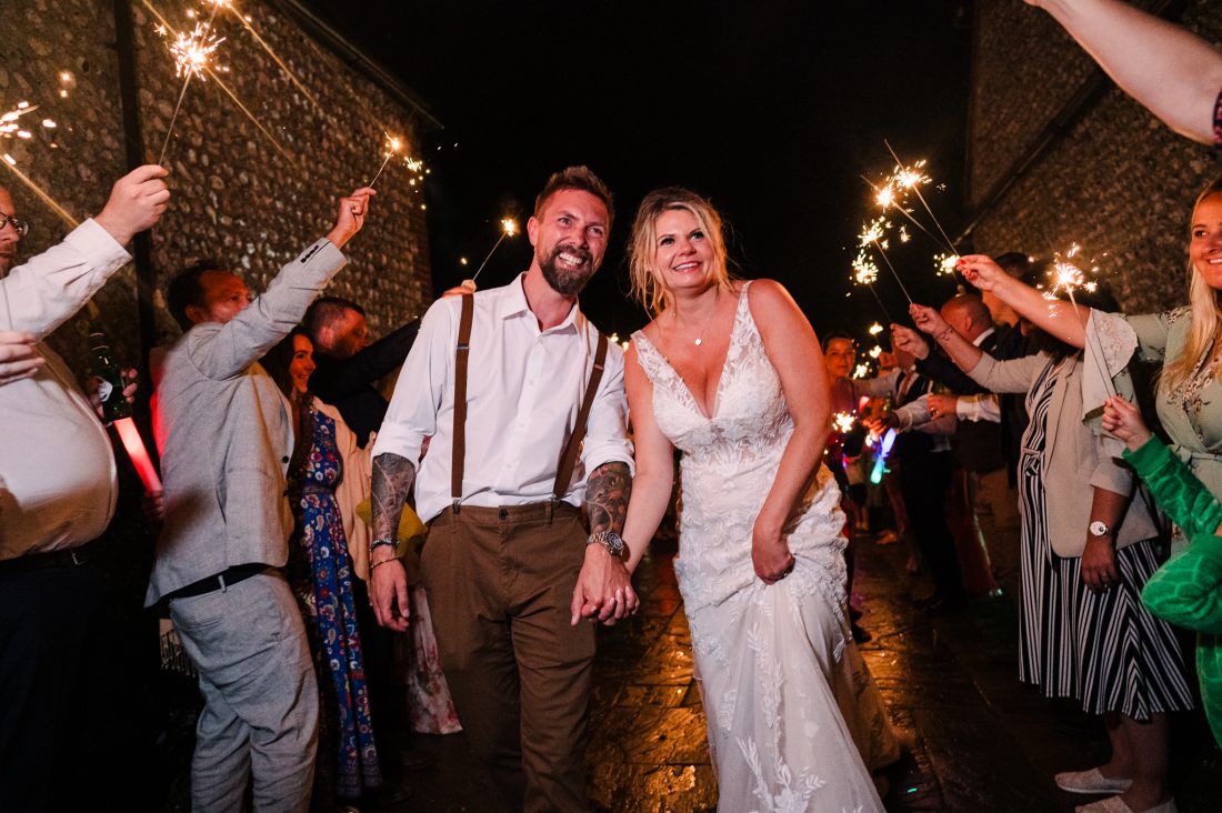 Sparklers at Cissbury Barns wedding