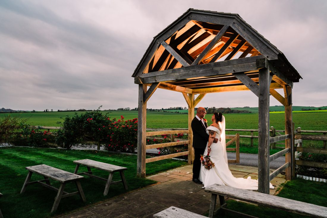 Long Furlong Barn wedding at Sunset