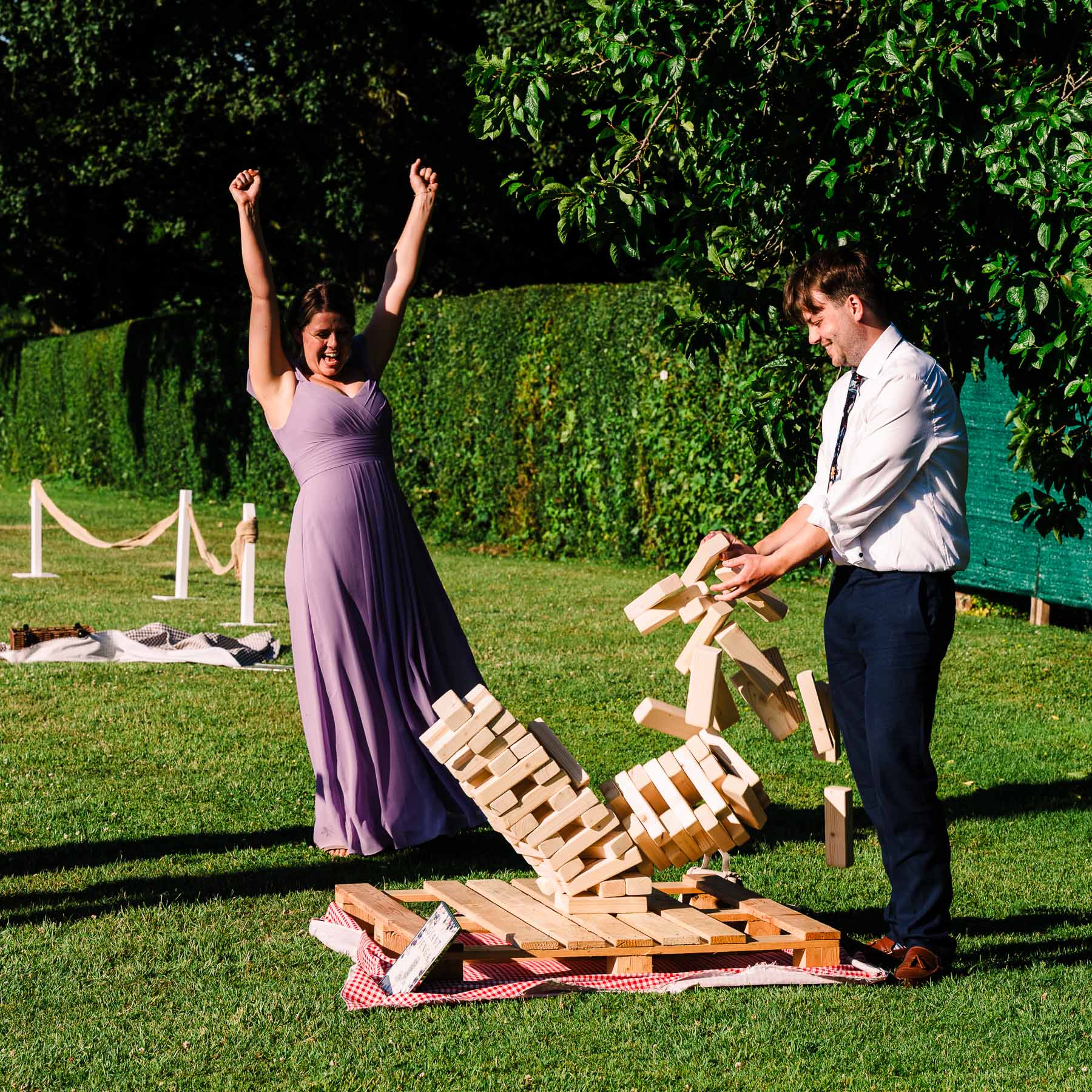 Giant Jenga at Sussex Barn Wedding