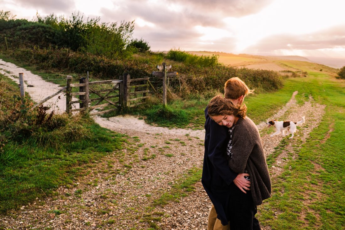 Pre-wedding shoot at Ditchling Beacon, Sussex